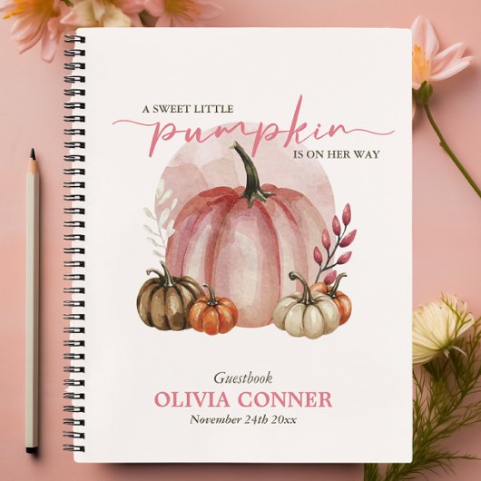 Little Pumpkin Pink Baby Shower Gästeliste Notizblock