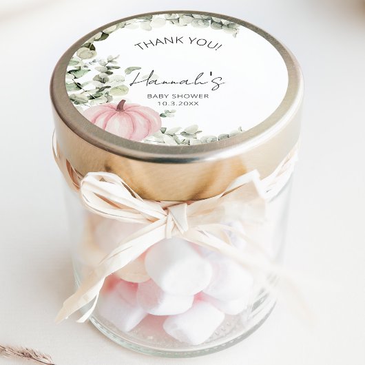 Little Pumpkin Pink Babydusche Danke, dass Sie für Runder Aufkleber