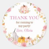 Little Pumpkin Pink Birthday Classic Round Sticker (Vorderseite)
