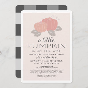 Little Pumpkin Pink Black Drive-by Baby Shower Einladung