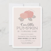 Little Pumpkin Pink Black Gingham 1. Geburtstag Einladung (Vorderseite)