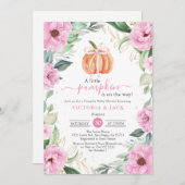 Little Pumpkin Pink Blume Leaf Fall Baby Dusche Einladung (Vorne/Hinten)