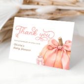 Little Pumpkin Pink Bow Baby Dusche Danke Karte