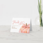Little Pumpkin Pink Bow Baby Dusche Danke Karte (Vorderseite)