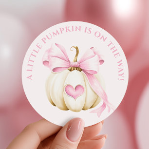 Little Pumpkin Pink Bow Baby Dusche Runder Aufkleber