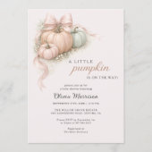 Little Pumpkin Pink Bow Baby Shower Einladung (Vorderseite)