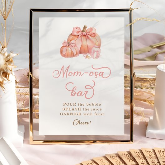 Little Pumpkin Pink Bow Baby Shower Mama-osa Poster