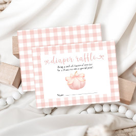 Little Pumpkin Pink Bow Diaper Raffle Begleitkarte