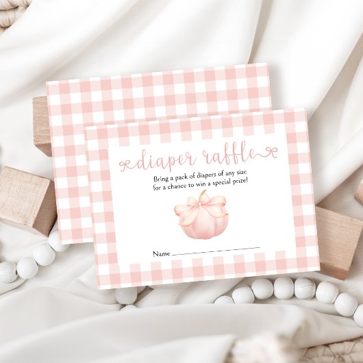 Little Pumpkin Pink Bow Diaper Raffle Begleitkarte