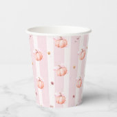 Little Pumpkin Pink Bow Fall Floral Baby Shower Pappbecher (Rückseite)