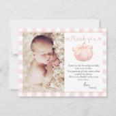 Little Pumpkin Pink Bow Foto Babydusche Dankeskarte (Vorderseite)