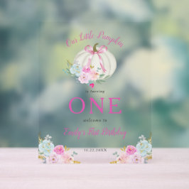 Little Pumpkin Pink Bow Girls 1. Geburtstag Willko Acrylschild