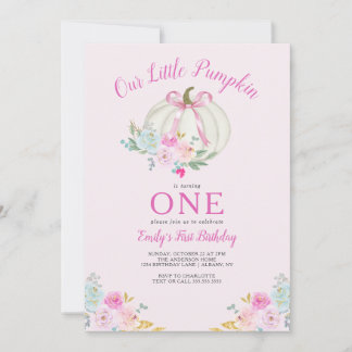 Little Pumpkin Pink Bow Girls zum ersten Geburtsta Einladung