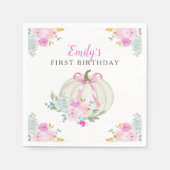 Little Pumpkin Pink Bow Girls zum ersten Geburtsta Serviette (Vorderseite)