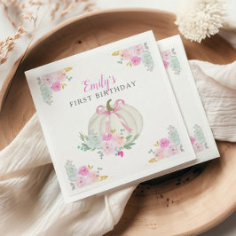 Little Pumpkin Pink Bow Girls zum ersten Geburtsta Serviette