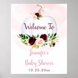 Little Pumpkin Pink Burgundy Baby Dusche Willkomme Poster