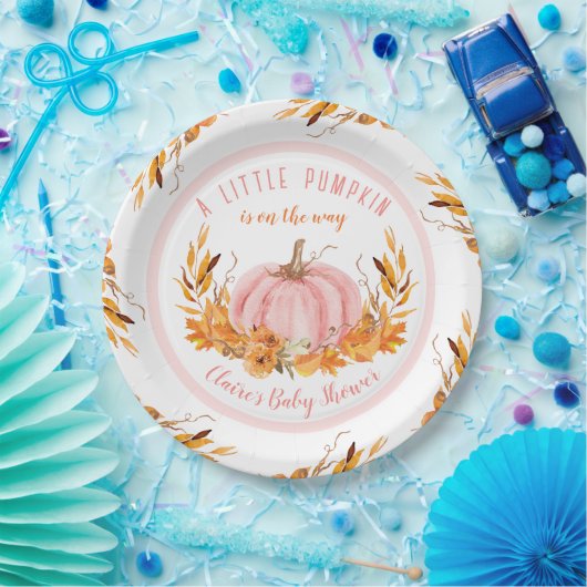 Little Pumpkin Pink Fall Girl Babydusche Pappteller (Party)
