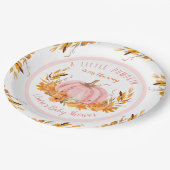 Little Pumpkin Pink Fall Girl Babydusche Pappteller (Schrägansicht)