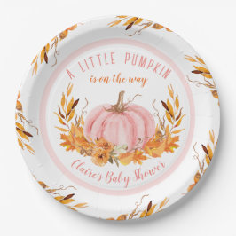Little Pumpkin Pink Fall Girl Babydusche Pappteller