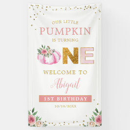 Little Pumpkin Pink Floral 1. Geburtstag Willkomme Banner