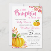 Little Pumpkin Pink Floral Baby Dusche Einladung (Vorderseite)