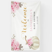 Little Pumpkin Pink Floral Baby Dusche Willkommen Banner (Vertikal)
