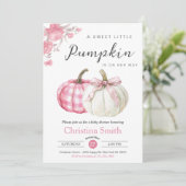 Little Pumpkin Pink Floral Baby Girl Dusche Einladung (Stehend Vorderseite)