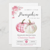 Little Pumpkin Pink Floral Baby Girl Dusche Einladung (Vorne/Hinten)