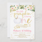 Little Pumpkin Pink Floral Erster Geburtstag Einladung (Vorderseite)