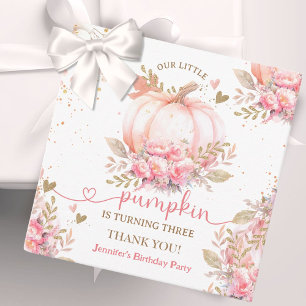 Little Pumpkin Pink Floral Girl Fall 3. Geburtstag Geschenkanhänger