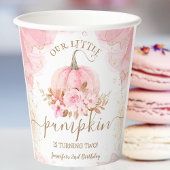 Little Pumpkin Pink Floral Girl Herbst 2. Geburtst Pappbecher
