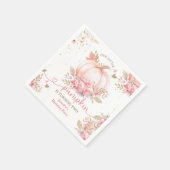 Little Pumpkin Pink Floral Girl Herbst 2. Geburtst Serviette (Ecke)