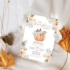 Little Pumpkin Pink FloralFall Baby Shower  Einladung