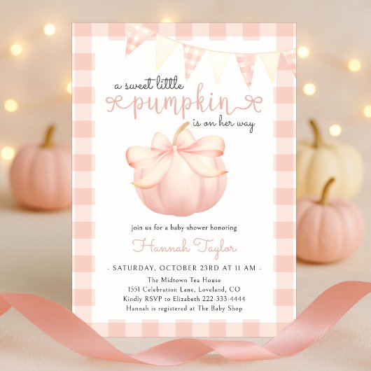 Little Pumpkin Pink Girl Babydusche Einladung
