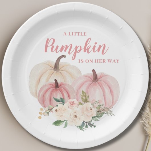 Little Pumpkin Pink Girl Babydusche Pappteller