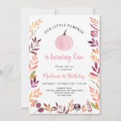 Little Pumpkin Pink Girl Boho Erster Geburtstag Einladung (Vorderseite)