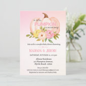 Little Pumpkin Pink Girls Kinderdusche Einladung (Stehend Vorderseite)
