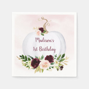 Little Pumpkin Pink Gold Burgund Geburtstag Serviette