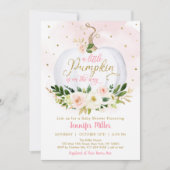 Little Pumpkin Pink Gold Floral Baby Dusche Einladung (Vorderseite)