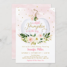 Little Pumpkin Pink Gold Floral Baby Dusche