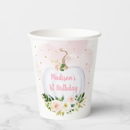 Little Pumpkin Pink Gold Floral Geburtstag Pappbecher