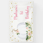 Little Pumpkin Pink Gold Geburtstag Banner (Vertikal)