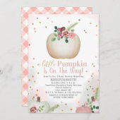 Little Pumpkin Pink Kariert Girl Baby Dusche Einladung (Vorne/Hinten)
