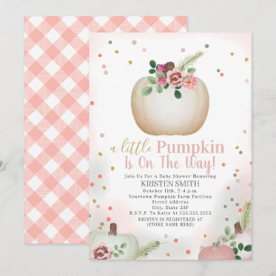 Little Pumpkin Pink Kariert Girl Baby Dusche Einladung