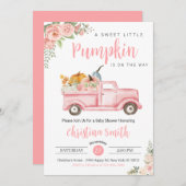 Little Pumpkin Pink Rustic Truck Baby Girl Dusche Einladung (Vorne/Hinten)