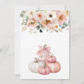 Little Pumpkin Pink Stack Fall Floral Baby Dusche Dankeskarte (Rückseite)