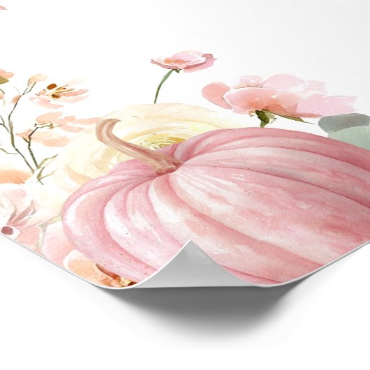 Little Pumpkin Pink Stack Fall Floral Baby Dusche Poster (Ecke)