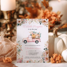 Little Pumpkin Pink Truck Fall Floral Baby Dusche