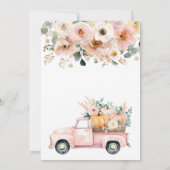 Little Pumpkin Pink Truck Fall Floral Baby Dusche Einladung (Rückseite)