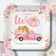 Little Pumpkin Pink Truck Girl Herbst 2. Geburtsta